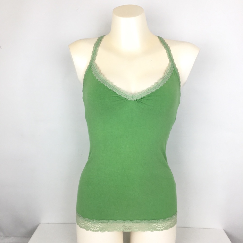 Vintage Y2K Fulltilt Green Lace Trim Long Line Tank Top Women’s Sz M Grunge 90’s